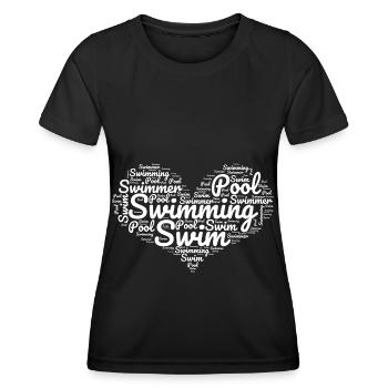 Swimmer Heart Swimming Water Sports Swimming pool - Women's Functional T-Shirt - black - Front - AI Model Female 172 light (172cm)