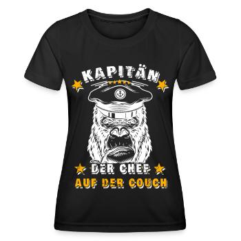 Kapitän - Der Chef auf der Couch - Frauen Funktions-T-Shirt - Schwarz - Vorne - AI Model Female 172 light (172cm)
