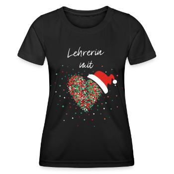 Lehrerin mit Herz Klassenlehrerin Weihnachten - Frauen Funktions-T-Shirt - Schwarz - Vorne - AI Model Female 172 light (172cm)