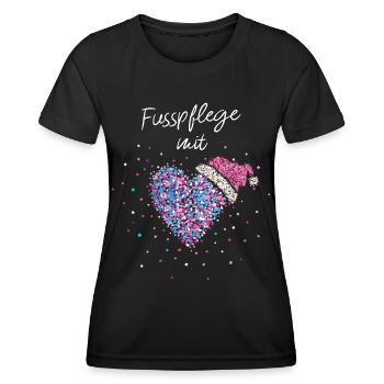 Fußpflege mit Herz Podologin Weihnachtsfeier - Frauen Funktions-T-Shirt - Schwarz - Vorne - AI Model Female 172 light (172cm)