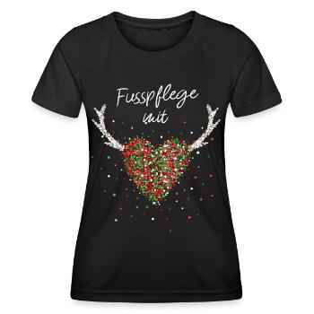 Fußpflege mit Herz Podologin Weihnachtszeit - Frauen Funktions-T-Shirt - Schwarz - Vorne - AI Model Female 172 light (172cm)