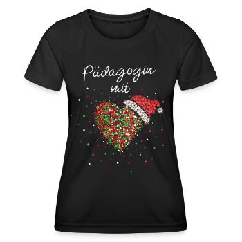 Pädagogin Mit Herz Tagesmutter Weihnachtsfeier - Frauen Funktions-T-Shirt - Schwarz - Vorne - AI Model Female 172 light (172cm)