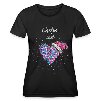 Chefin mit Herz Vorgesetzte Weihnachtszeit Advent - Frauen Funktions-T-Shirt - Schwarz - Vorne - AI Model Female 172 light (172cm)