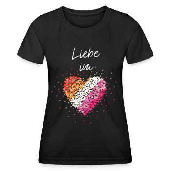 L’amour dans le cœur Lesbienne Lesbienne Lesbienne Gay - T-shirt sport Femme - noir - Devant - AI Model Female 172 light (172cm)