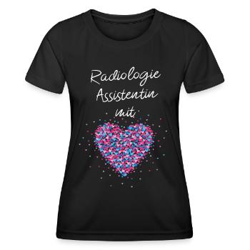 Radiologieassistenzin mit Herz Assistentin CT MRT - Frauen Funktions-T-Shirt - Schwarz - Vorne - AI Model Female 172 light (172cm)