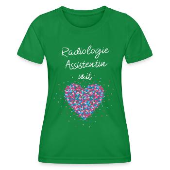 Radiologieassistenzin mit Herz Assistentin CT MRT - Frauen Funktions-T-Shirt - Kelly Green - Vorne - AI Model Female 172 dark (172cm)