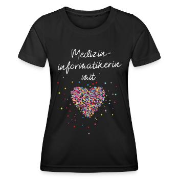 Medizinimformatikerin mit Herz Informatikerin - Frauen Funktions-T-Shirt - Schwarz - Vorne - AI Model Female 172 light (172cm)
