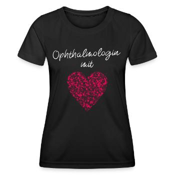 Opthalmologin mit Herz Augenärztin Augenoptikerin - Frauen Funktions-T-Shirt - Schwarz - Vorne - AI Model Female 172 light (172cm)