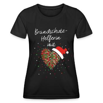 Brandschutzhelferin mit Herz Weihnachtsmotiv Xmas - Frauen Funktions-T-Shirt - Schwarz - Vorne - AI Model Female 172 light (172cm)