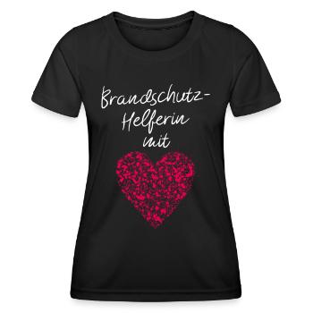 Brandschutzhelferin mit Herz Sicherheitsbeauftragt - Frauen Funktions-T-Shirt - Schwarz - Vorne - AI Model Female 172 light (172cm)