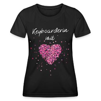 Keyboarderin mit Herz Keyboard Klavierlehrerin - Frauen Funktions-T-Shirt - Schwarz - Vorne - AI Model Female 172 light (172cm)