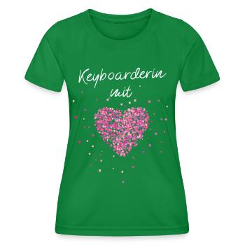 Keyboarderin mit Herz Keyboard Klavierlehrerin - Frauen Funktions-T-Shirt - Kelly Green - Vorne - AI Model Female 172 dark (172cm)