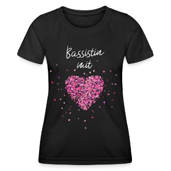 Bassistin mit Herz Bass Gitarre Musik Musikerin - Frauen Funktions-T-Shirt - Schwarz - Vorne - AI Model Female 172 light (172cm)