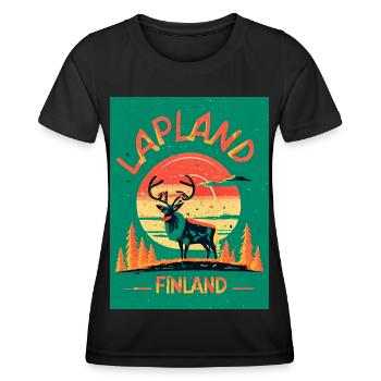 Reindeer in Moonlight Lapland Finland - Women's Functional T-Shirt - black - Front - AI Model Female 172 light (172cm)