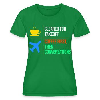 Air Traffic Controller Coffee ATC Aviation Humor - Women's Functional T-Shirt - kelly green - Front - AI Model Female 172 dark (172cm)