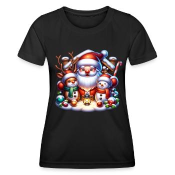 Weihnachtsmann Rentier Schneemann - Frauen Funktions-T-Shirt - Schwarz - Vorne - AI Model Female 172 light (172cm)