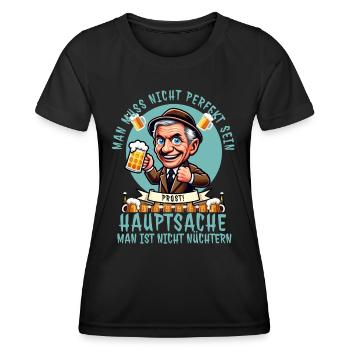 Vous n’avez pas besoin d’être parfait - drôle de dicton de bière - T-shirt sport Femme - noir - Devant - AI Model Female 172 light (172cm)