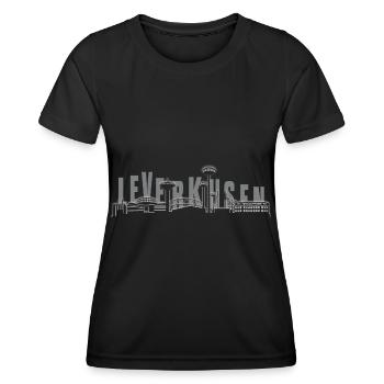 Leverkusen Stadt Wahrzeichen Skyline T-Shirt - Frauen Funktions-T-Shirt - Schwarz - Vorne - AI Model Female 172 light (172cm)