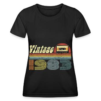 Cassette Mixtape vintage 1983 - 38e anniversaire - T-shirt sport Femme - noir - Devant - AI Model Female 172 light (172cm)