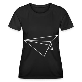 Papierflieger Geometrisch Linie - Frauen Funktions-T-Shirt - Schwarz - Vorne - AI Model Female 172 light (172cm)