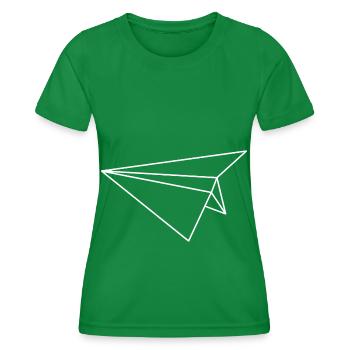 Ligne géométrique d’avion en papier - T-shirt sport Femme - vert - Devant - AI Model Female 172 dark (172cm)
