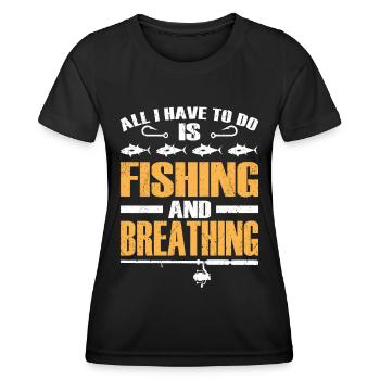 Angler Fishing & Breathing Angeln Fischer Fischen - Frauen Funktions-T-Shirt - Schwarz - Vorne - AI Model Female 172 light (172cm)