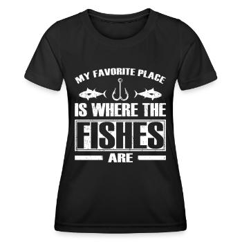 Pêcheur Mon endroit préféré où les poissons pêchent - T-shirt sport Femme - noir - Devant - AI Model Female 172 light (172cm)