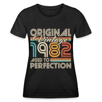 40th Birthday Vintage 1982 Aged to Perfection - Women's Functional T-Shirt - black - Front - AI Model Female 172 light (172cm)