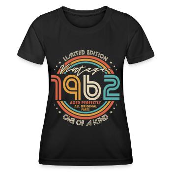 60th birthday born in 1962 Aged Perfectly - Women's Functional T-Shirt - black - Front - AI Model Female 172 light (172cm)