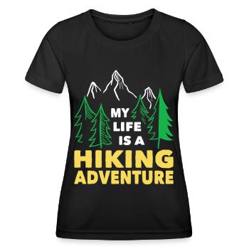 Wandern My Life Is A Hiking Adventure Trekking - Frauen Funktions-T-Shirt - Schwarz - Vorne - AI Model Female 172 light (172cm)