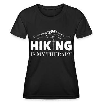 Wandern Hiking Is My Therapy Trekking Wanderer - Frauen Funktions-T-Shirt - Schwarz - Vorne - AI Model Female 172 light (172cm)