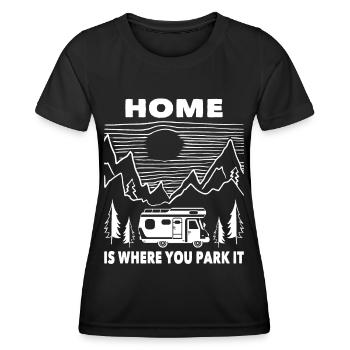 Camping Home est l’endroit où vous le garez en plein air Camper - T-shirt sport Femme - noir - Devant - AI Model Female 172 light (172cm)