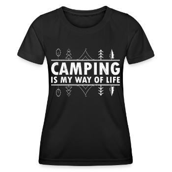 Le camping est mon mode de vie camping-car en plein air - T-shirt sport Femme - noir - Devant - AI Model Female 172 light (172cm)