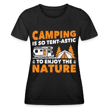 Le camping est une tente-astic pour profiter de la nature Camper - T-shirt sport Femme - noir - Devant - AI Model Female 172 light (172cm)
