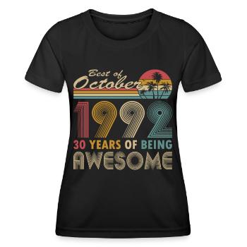 30th birthday born 1992 Best of 1992 - Women's Functional T-Shirt - black - Front - AI Model Female 172 light (172cm)