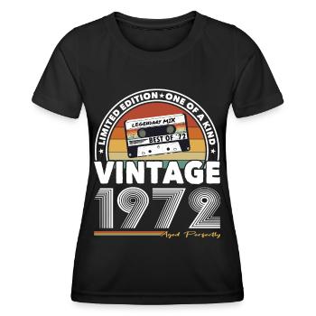 50e anniversaire né en 1972 Vieilli parfaitement - T-shirt sport Femme - noir - Devant - AI Model Female 172 light (172cm)