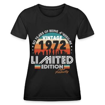 50e anniversaire né en 1972 Vieilli parfaitement - T-shirt sport Femme - noir - Devant - AI Model Female 172 light (172cm)