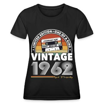 60e anniversaire né en 1962 Vieilli parfaitement - T-shirt sport Femme - noir - Devant - AI Model Female 172 light (172cm)