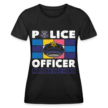 Policier Poliziste Héros des temps modernes Polizei - T-shirt sport Femme - noir - Devant - AI Model Female 172 light (172cm)