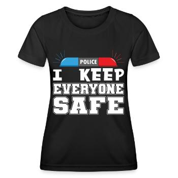 Polizist I Keep Everyone Safe Polizei Uniform - Frauen Funktions-T-Shirt - Schwarz - Vorne - AI Model Female 172 light (172cm)