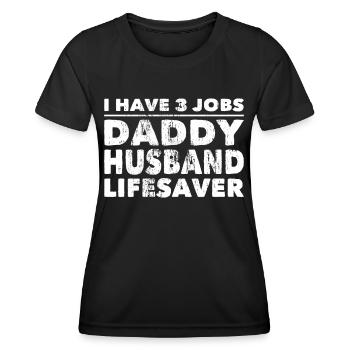 Policier 3 Emplois Papa Mari Lifesaver Police - T-shirt sport Femme - noir - Devant - AI Model Female 172 light (172cm)