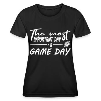 Le jour le plus important du football américain est le jour du match - T-shirt sport Femme - noir - Devant - AI Model Female 172 light (172cm)