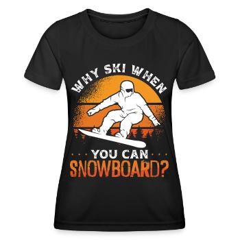 Snowboard Pourquoi skier quand on peut faire du snowboard - T-shirt sport Femme - noir - Devant - AI Model Female 172 light (172cm)