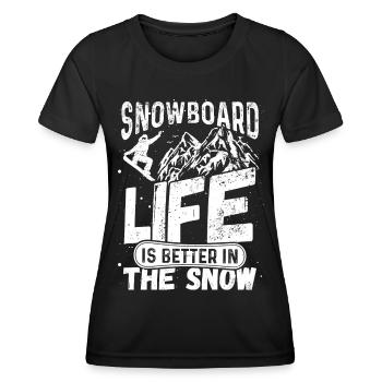 Snowboard La vie en snowboard est meilleure dans la neige - T-shirt sport Femme - noir - Devant - AI Model Female 172 light (172cm)