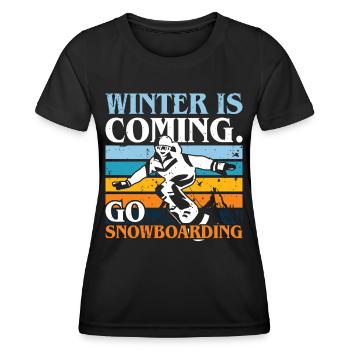 Snowboarder Winter Coming Go Snowboarding - Frauen Funktions-T-Shirt - Schwarz - Vorne - AI Model Female 172 light (172cm)