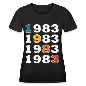 40. Geburtstag Jahrgang 1983 Retro Vintage Style - Frauen Funktions-T-Shirt - Schwarz - Vorne - AI Model Female 172 light (172cm)