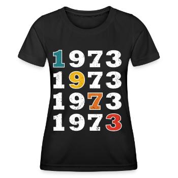 50. Geburtstag Jahrgang 1973 Retro Vintage Style - Frauen Funktions-T-Shirt - Schwarz - Vorne - AI Model Female 172 light (172cm)
