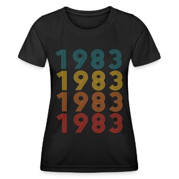 40ème anniversaire Né en 1983 Style Rétro Vintage - T-shirt sport Femme - noir - Devant - AI Model Female 172 light (172cm)