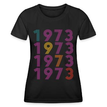 50. Geburtstag Jahrgang 1973 Retro Vintage Style - Frauen Funktions-T-Shirt - Schwarz - Vorne - AI Model Female 172 light (172cm)