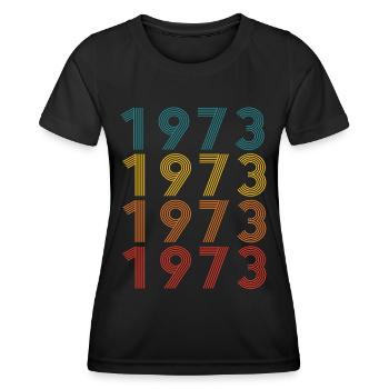 50. Geburtstag Jahrgang 1973 Retro Vintage Style - Frauen Funktions-T-Shirt - Schwarz - Vorne - AI Model Female 172 light (172cm)